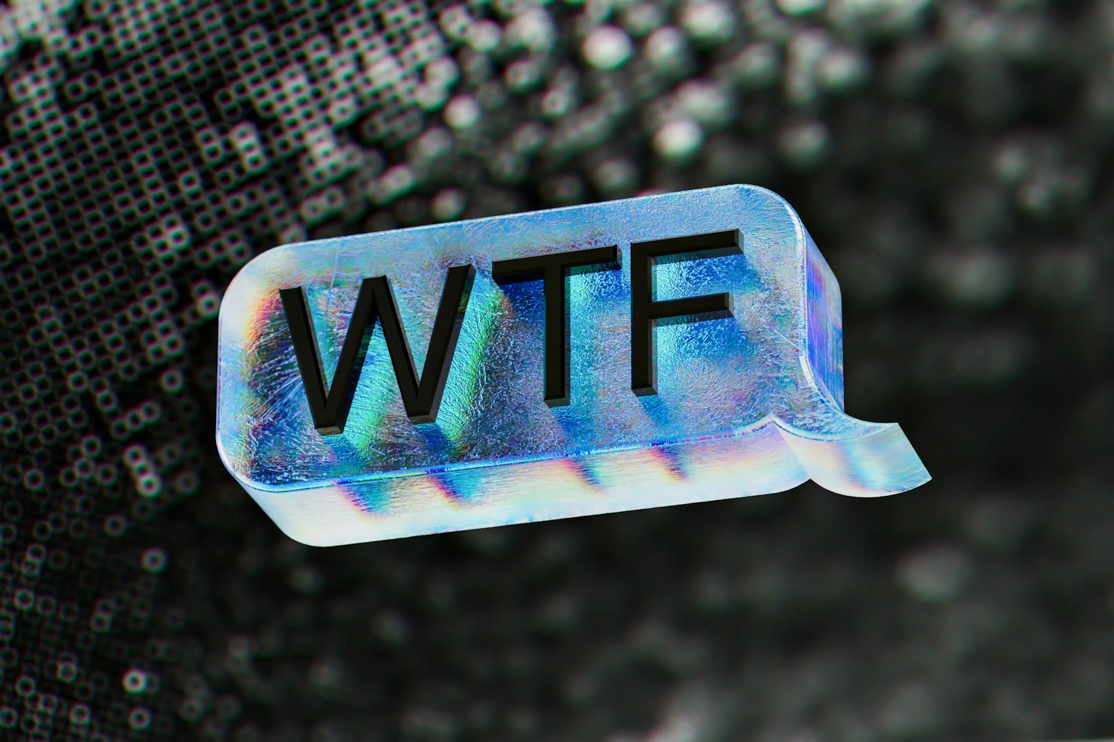 A close up of a text bubble with the word wft on it